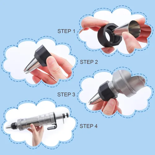 Vista 6 de Patelai Juego de jeringas para decorar pasteles, kit de tuberías de glaseado de acero inoxidable para postres con 6 puntas de tubería de glaseado