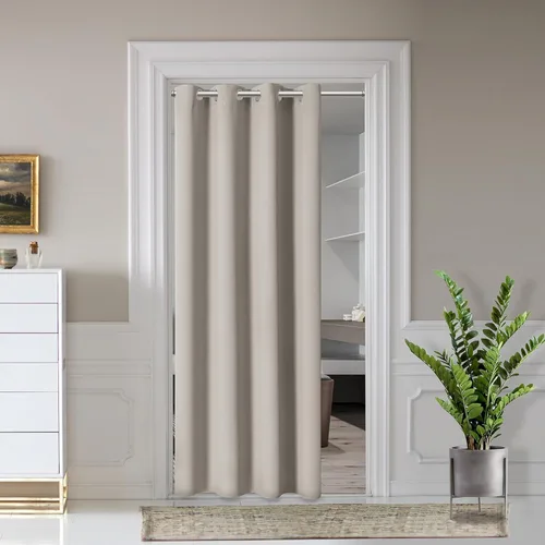 Vista 22 de AOSKY Cortinas de puerta para privacidad en la puerta, cortinas beige con ojales para dormitorio, cortina de ventana de puerta, cortinas