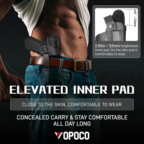 Vista 6 de IWB - Funda de cuero para Glock 17/19/42/43X, Taurus G2/G2C/G3C, funda de pistola de transporte oculta para Sig P365 P320 Ruger LCP LC9S Springfield