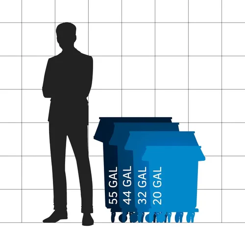 Vista 3 de Krollen Industrial Bote de basura comercial redondo blanco de 55 galones con tapa y carrito