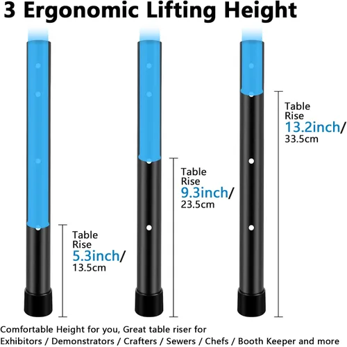 Vista 4 de Paquete de 4 extensores de patas de mesa, elevadores ajustables para patas de mesa, extensiones de patas de escritorio de acero resistente negro