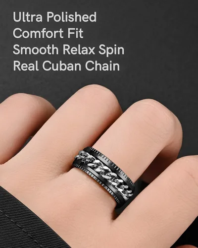 Vista 3 de King Ring 8mm Super Spinner Rings Second Edition of Premium Stainless Steel Fidget Rings for Men & Women Designed in USA