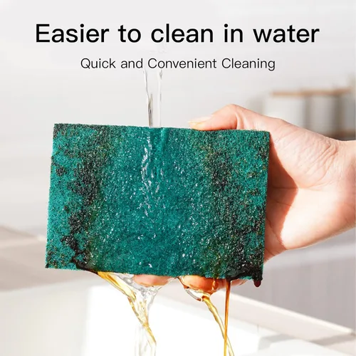 Vista 5 de Almohadillas de limpieza resistentes para limpiar platos, esponja, no rayan, verde, reutilizables, para cocina y utensilios de limpieza de platos