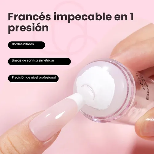 Vista 2 de Beetles Sello de Uñas 3 Piezas Kit de Sello de Uñas de Punta Francesa de Silicona con Cabezales de Sello de Uñas de Repuesto y Raspadores