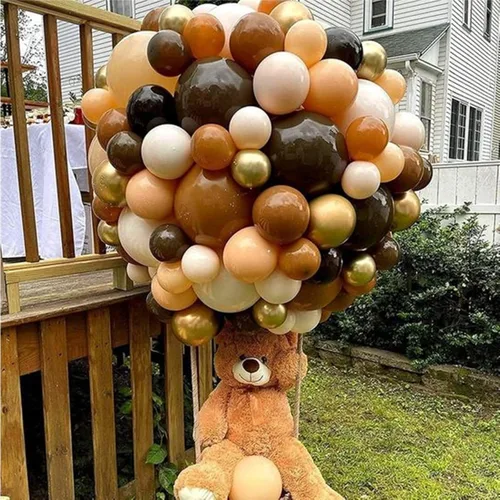 Vista 4 de Globos marrones 60pcs 5 pulgadas globos pequeños color canela para guirnalda de globos, arco, globos de látex color café moca caqui de 5 pulgadas