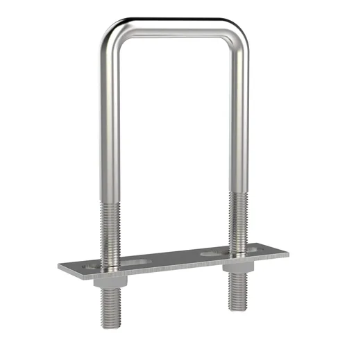 Vista 13 de Pernos en U cuadrados de acero inoxidable 304 de 1 "(25 mm) de ancho interior, 3 "(75 mm) de longitud inoxidable M8 con tuercas, placa de marco