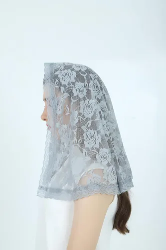 Vista 27 de Velo de mantilla de encaje suave y cómodo, 7 colores, estilo español, velo de encaje, cubierta de cabeza, forma de D