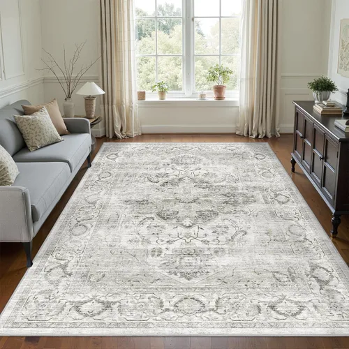 Vista 8 de Alfombra de 3 x 5 pies con parte trasera antideslizante, resistente a las manchas, lavable para sala de estar, dormitorio y comedor, alfombra