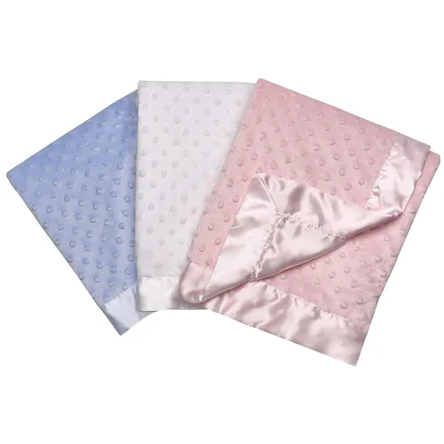 Vista 3 de Baby Starters Manta de puntos texturizados con ribete satinado, azul 30 x 40 pulgadas