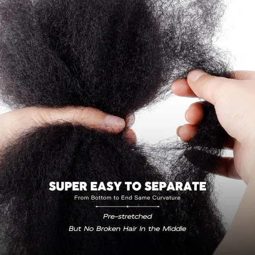 Vista 2 de BLL Afro Kinkys - Cabello humano a granel, 100% cabello humano para mini torsión, trenzas, extensiones de rastas, cabello rizado afro, color negro a