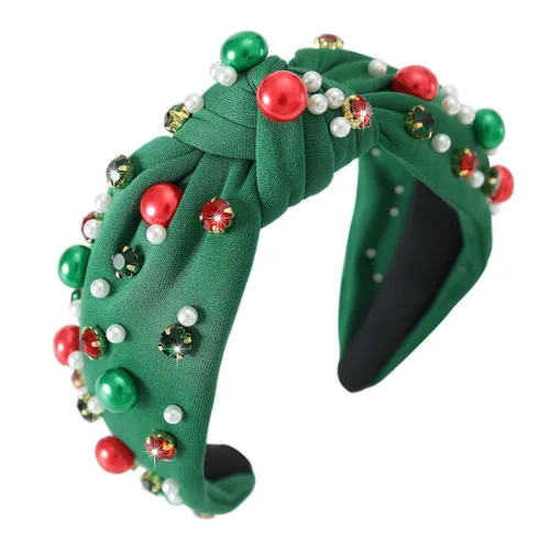 Vista 35 de Diadema anudada de perlas para mujer, diadema con brillantes diamantes de imitación, adornada con cristales, diadema ancha con nudo, accesorio