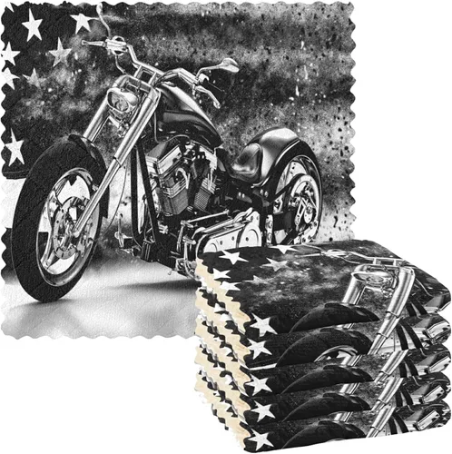 Juego de 6 toallas de cocina vintage retro negras con bandera americana antigua, paños de limpieza, paños de limpieza, paños de cocina, toallas