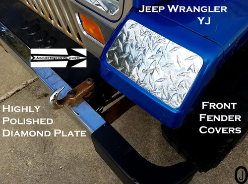 Vista 3 de Se adapta a la cubierta del guardabarros delantero con placa de diamante Jeeep YJ
