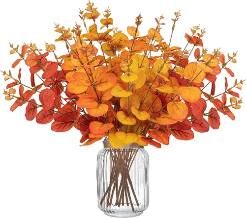 Yen Jean 10 piezas de decoración de otoño para el hogar, flores artificiales, plantas falsas, Acción de Gracias, decoración de otoño al aire libre