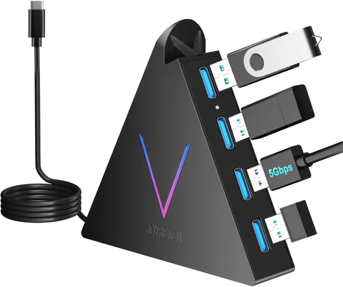 Vista 13 de FlyingVHUB Hub USB 3.0 de 4 puertos, torre concentrador USB con cable extendido de 2 pies, divisor USB para laptop, PC, PS4, PS5, Xbox, mouse