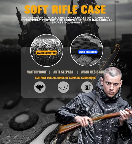 Vista 2 de Funda de Rifle Blanda Táctica Estuche para Escopeta con Asa Acolchada Portador Resistente al Agua con Correa de Hombro Ajustable para Rifles