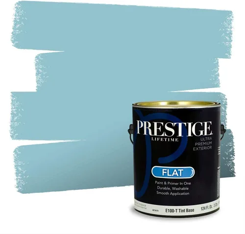Vista 218 de Prestige Paints - Pintura exterior e imprimación en uno, 1 galón, plano, coincidencia comparable con Behr Misty Isle, P500-N-MQ5-62