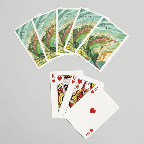 Vista 7 de Lantern Press Oregon, Fishing, Underwater Trout, 52 Playing Cards for Adults, Poker Size Card Deck