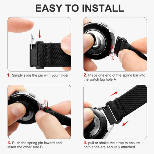 Vista 9 de Lerobo Elastic Bands Compatible with Samsung Galaxy Watch 8 7 6 5 4 40mm 44mm/Galaxy Watch 8 Classic 6 4 Classic 43mm 47mm 42mm 46mm/5 Pro Band