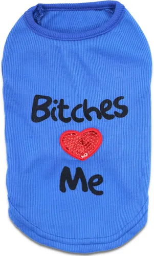 Vista 6 de DroolingDog Pet Clothes Bitches Love Me - Camisa para perros y gatos pequeños, talla S, color gris