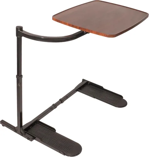 Vista 10 de Able Life, mesa con charola deslizante universal para mirar televisión. Mesa lateral de bambú giratoria, tamaño grande. Soporte para laptop