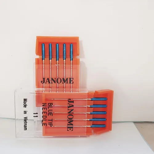 Vista 3 de Sowiichi Paquete de 2 agujas de punta azul tamaño 11 para máquinas de coser Janome, paquete de 5