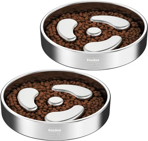 Vista 14 de Cuenco para perro de alimentación lenta, 1 taza para cachorros pequeños, cuenco de rompecabezas de acero inoxidable 304 de doble capa, antiasfixia