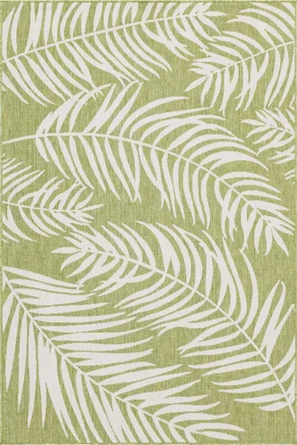 Vista 112 de Unique Loom - Tapete de la colección Outdoor Botanical, diseño de palmera (4.1 pies x 6.1 pies, rectangular, color azul/azul marino)