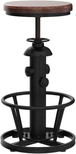 Vista 35 de Taburete de bar retro industrial giratorio para isla de cocina, 24.8-30.7 pulgadas, altura ajustable, diseño vintage de boca de incendios, taburetes