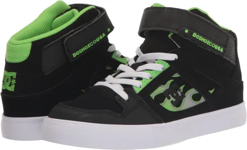 Vista 7 de DC Zapatos de patinaje para niños con correa de tobillo y cordones elásticos, negro, rosado (BlackPinkBlack)