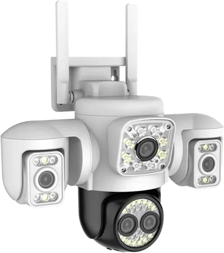 Cámara de seguridad al aire libre PTZ WiFi de pantalla triple de 20MP 10K UK