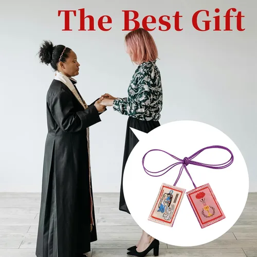Vista 7 de TALPGOD Escapulario Púrpura Católico 3 Pcs Marie Julie Jahenny de Benedicción, Escapularios Católicos Regalo para Primera Comunión y Confirmación