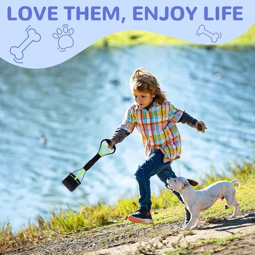 Vista 7 de Recogedor de excrementos para perros, mango largo de 17.7 pulgadas para operar con una sola mano, herramienta portátil para recoger excrementos