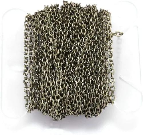 Cadenas de collar de latón chapado en bronce antiguo de 1.5/2.0/2.5/0.138 in, cadenas de eslabones a granel para fabricación de joyas, materiales de