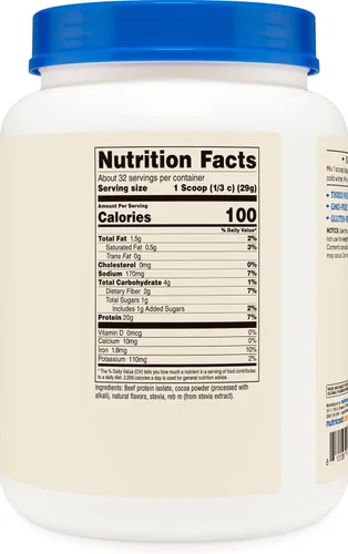 Vista 5 de Nutricost Polvo de Proteína de Ternera Aislado Chocolate (2 Libras) - 20 Gramos de Proteína por Porción, Sin GMO + Sin Gluten