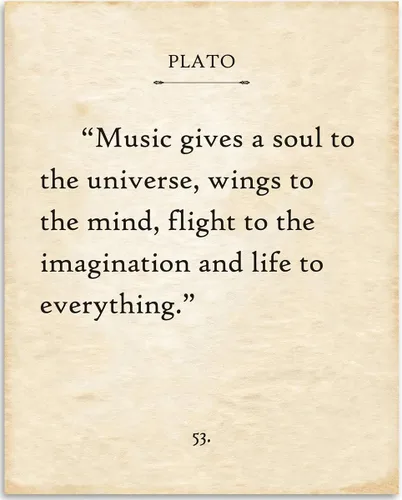 Plato - Music Gives A Soul To The Universe - Inspirational Quote Home and Office Decor, Great Gift Idea for Music Lovers and Musicians, 11x14