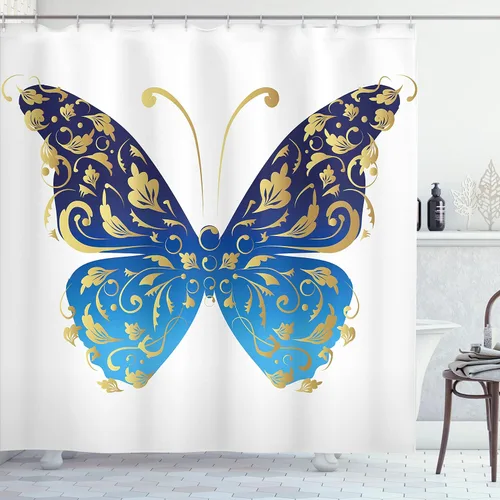 Vista 108 de Ambesonne Cortina de ducha abstracta, acuarela horizontal ovalada en forma de hojas, tonos pastel suaves, obras de arte clásicas, juego