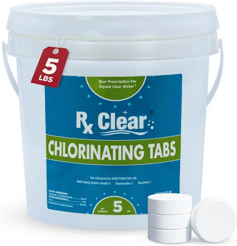 Rx Clear - Tabletas de cloro de 3 pulgadas | 5 libras | Tabletas estabilizadas individuales para desinfectar piscinas | De larga duración,