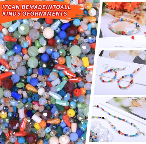 Vista 4 de Variadas Cuentas de Cristal de Vidrio para Hacer Joyería, Trabajo de Lámpara DIY, Cuentas Espaciadoras de Vidrio, Cuentas de Cristal