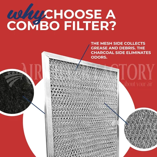 Vista 5 de Air Filter Factory Campana extractora de 11-1/2 x 11-3/4 x 3/8 pulgadas, filtro de lente de ventilación combinado de malla de aluminio y carbón
