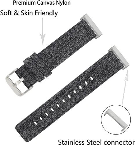 Vista 5 de Bandas compatibles con Fitbit Sense 2/Versa 4/Versa 3/Sense, correa de tela tejida transpirable, pulseras de repuesto ajustables para mujeres