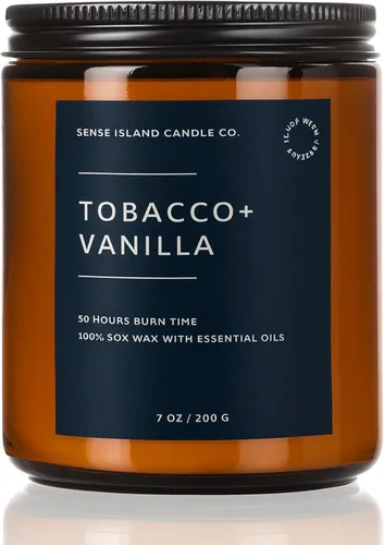 Vista 10 de SENSE ISLAND Vela de otoño perfumada de café tostado oscuro con canela, cera de soja natural de 7 onzas, hasta 50 horas de tiempo de combustión