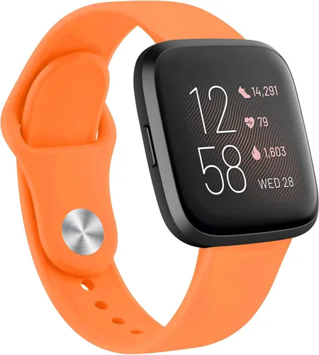 Vista 9 de AK Bandas de silicona compatibles con Fitbit Versa 2, correas clásicas suaves de repuesto para mujeres y hombres (azul gris)