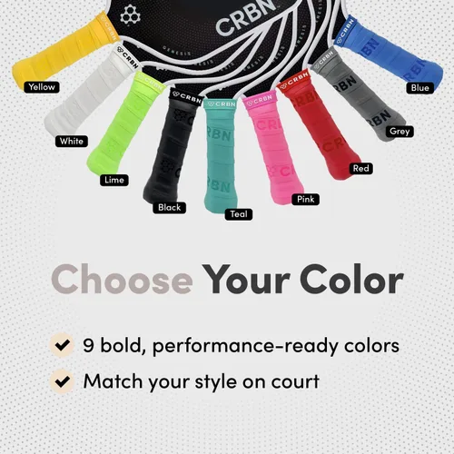 Vista 6 de CRBN Pickleball - Overgrips Drytec™ - Cinta adhesiva para pala de pickleball - Absorbe el impacto y la humedad - Pack de 4