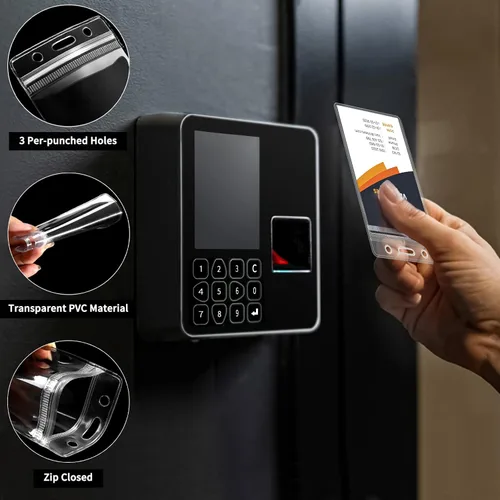 Vista 3 de Paquete de 6 soportes para insignias, soporte de plástico para tarjetas de identificación, transparente, impermeable, con cremallera resellable