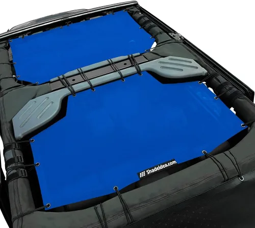 Vista 46 de Shadeidea - Parasol para vehículo Jeep Wrangler JK (2007-2018) de 2 puertas, delantero y trasero, pantalla de malla color negro, cubierta