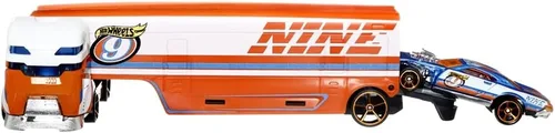 Vista 2 de Hot Wheels Speedway Hauler Vehículo - Semi-camión con coche ~ Remolque desmontable