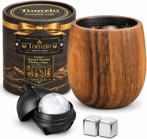 Vista 10 de Vasos de whisky de madera carbonizada, paquete de 2, 11 onzas