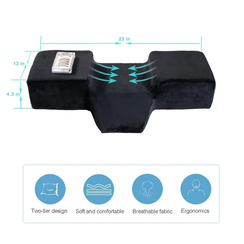 Vista 2 de Almohada de extensión de pestañas para salón de belleza de espuma viscoelástica con funda de terciopelo Almohada ergonómica de curva mejorada