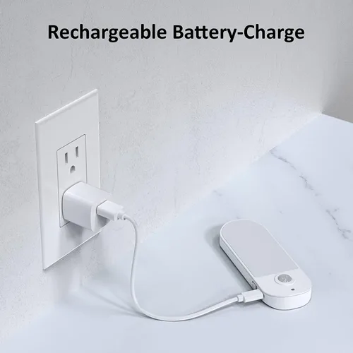 Vista 2 de Luz nocturna LED con sensor de movimiento, lámpara de armario recargable por USB con tiras magnéticas para dormitorio, armario, armario, pasillo